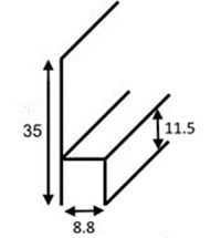 Profilés en F Alu 1.8 mm - Profilés en h alu brut (profilés de chaise), insertion 8 mm